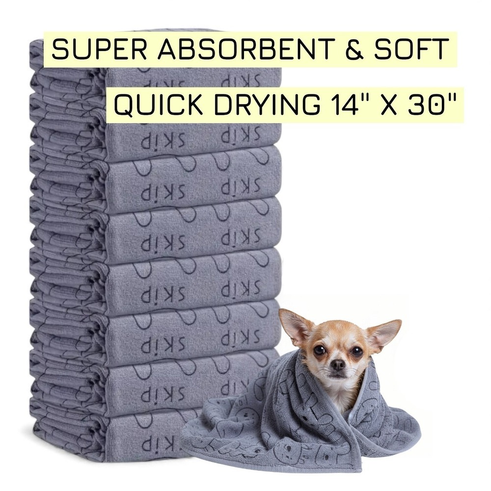 Super Absorbent Microfiber‎ Pet Quick Drying Towels XS 14"X30" Super Soft 3pk